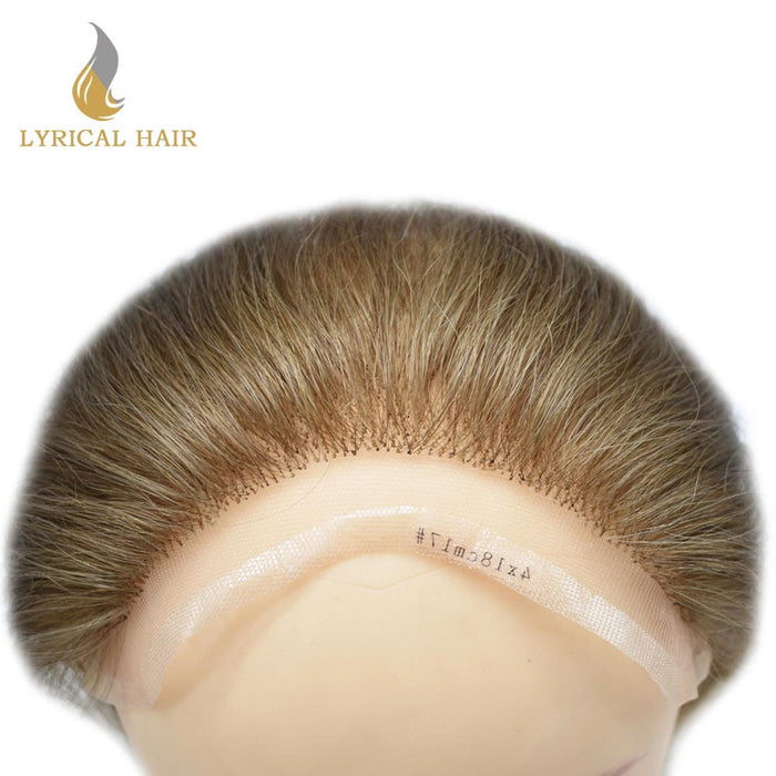 LYRICAL HAIR Swiss Lace Frontal 18CM x 4CM High Quality Frontal Indian Remy Human Hair for Receding Hairline Front Hair System