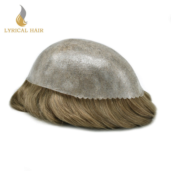 LYRICAL HAIR Men Hair System Full Poly 0.12mm Thickness Men Toupee Hairpieces