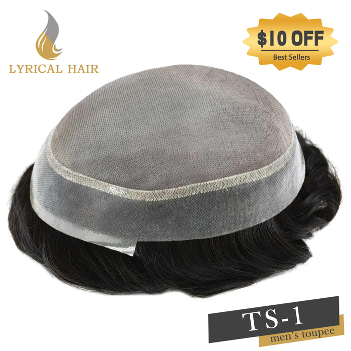 LYRICAL HAIR US Stock Human Hair System For Men Fine Monofilament With PU Hairpieces For Men