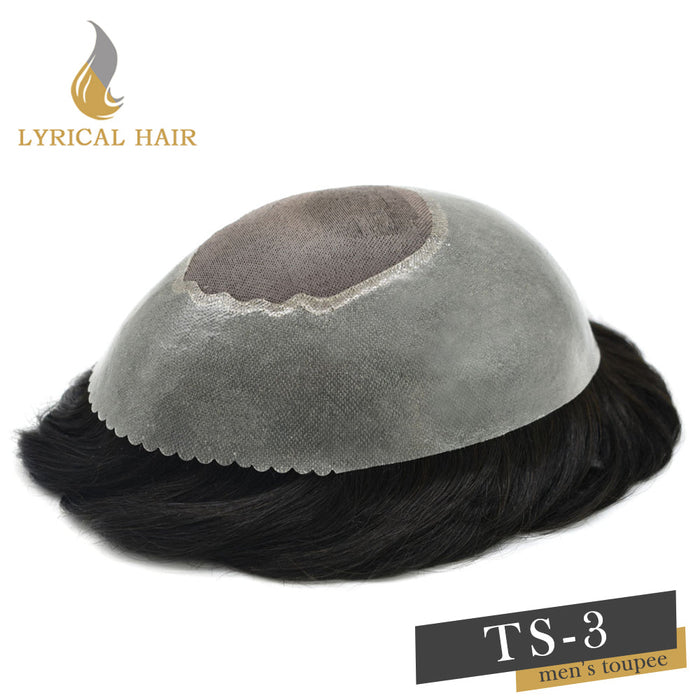 LYRICAL HAIR Human Hair System For Men Monofilament With 2inch PU Mens Hairpieces