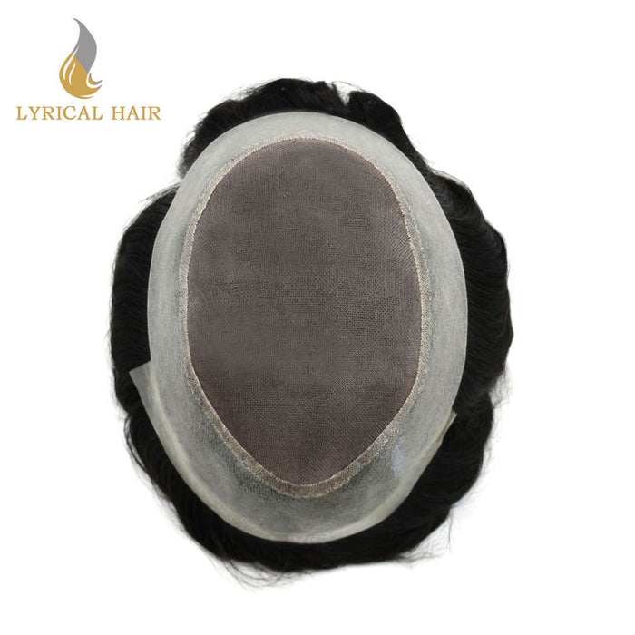 Human Hair System For Men Fine Monofilament With PU Hairpieces For Men | Black