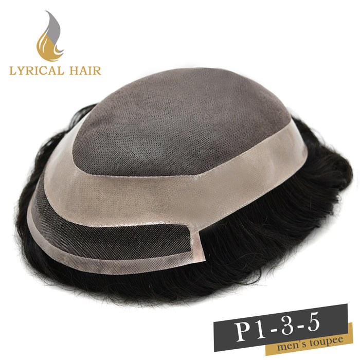 LYRICAL HAIR US Stock Fine Mono Hair System for Men PU Coated Perimeter 1/4ft Welded Mono Lace Front Mens Hairpieces