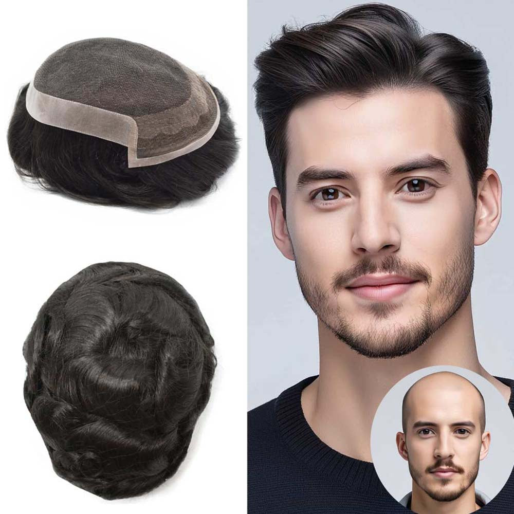 Men’s Human Hair Systems Hair Pieces for Men Hair Replacement Systems — Lyricalhair
