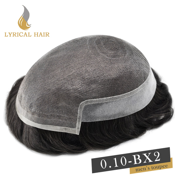 LYRICAL HAIR Hair System For Men Soft Welded Lace Base Front Human Hairpiece Bleached Knot Natural Hairline Hair System
