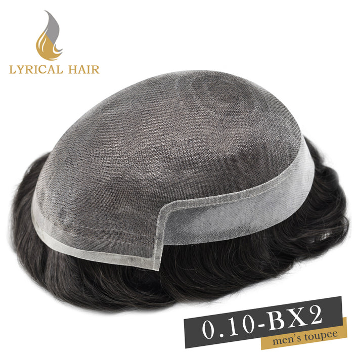 Lyricalhair Hair System For Men Soft Welded Lace Base Front Human Hairpiece Bleached Knot Natural Hairline Hair System