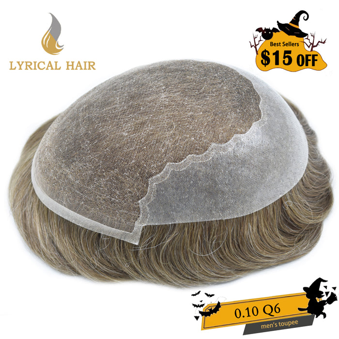 LYRICAL HAIR System For Men Human Hair Swiss Super Welded Lace wIith Poly Natural Hairline Bleached  Knots Toupee for Men