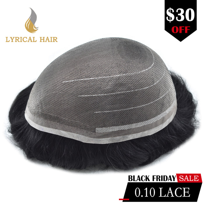 LYRICAL HAIR Full Swiss Super Welded Lace Mens Toupee Bleached Knots Men Hair Piece