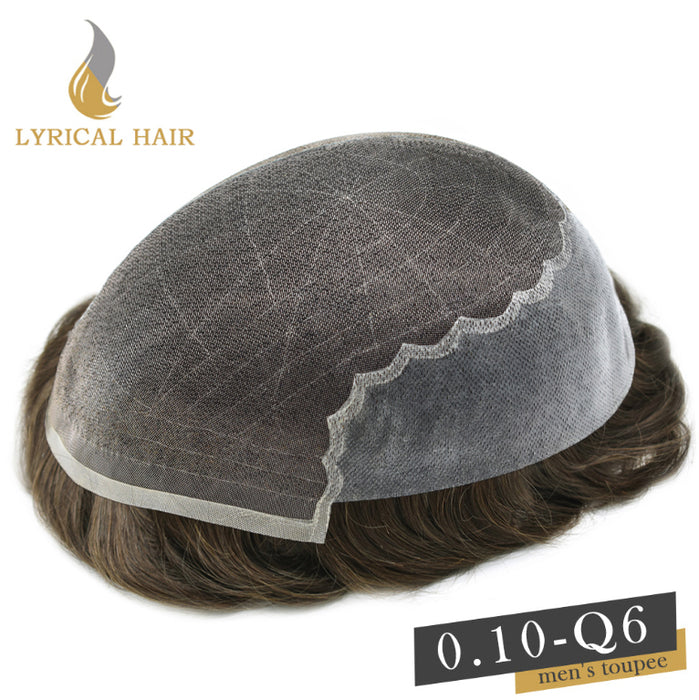 Lyricalhair Hair System For Men Super Fine Welded Monofilament Lace wIith Poly Natural Hairline Bleached  Knots Toupee for Men