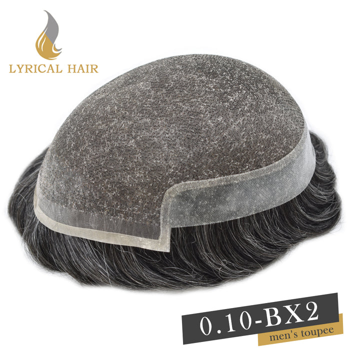 LYRICAL HAIR Hair System For Men Soft Welded Lace Base Front Human Hairpiece Bleached Knot Natural Hairline Hair System|Gray