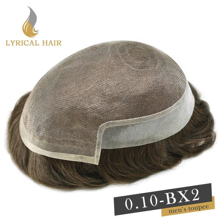 LYRICAL HAIR Hair System For Men Soft Welded Lace Base Front Human Hairpiece Bleached Knot Natural Hairline Hair System|Brown