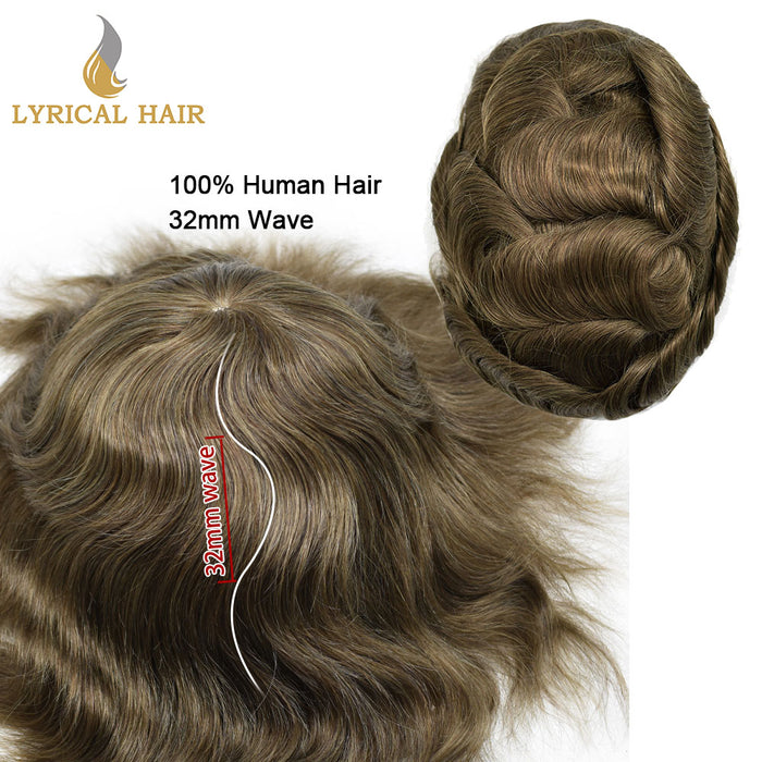 LYRICAL HAIR US Stock Human Hair System For Men Fine Monofilament With PU Hairpieces For Men|Fast shipping USA