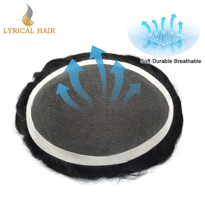 LYRICAL HAIR US Stock French Lace Hair System for Men PU Coated Lightweight Mens Hairpiece Center Lace Human Toupee for Men Breathable|Fast Shipping USA