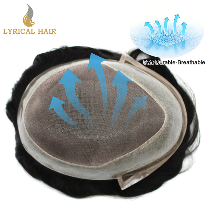 LYRICAL HAIR Mens Toupee Hair Pieces Durable Silk Fine Monofilament Hair Systems For Men