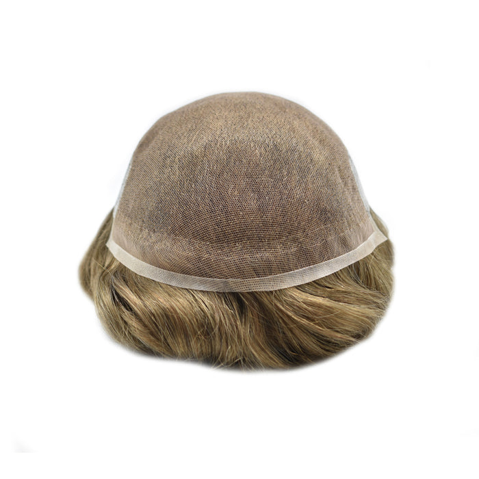 LYRICAL HAIR French Lace Front Mens Toupee Breathable Invisible Knots Human Hairpiece |Blond