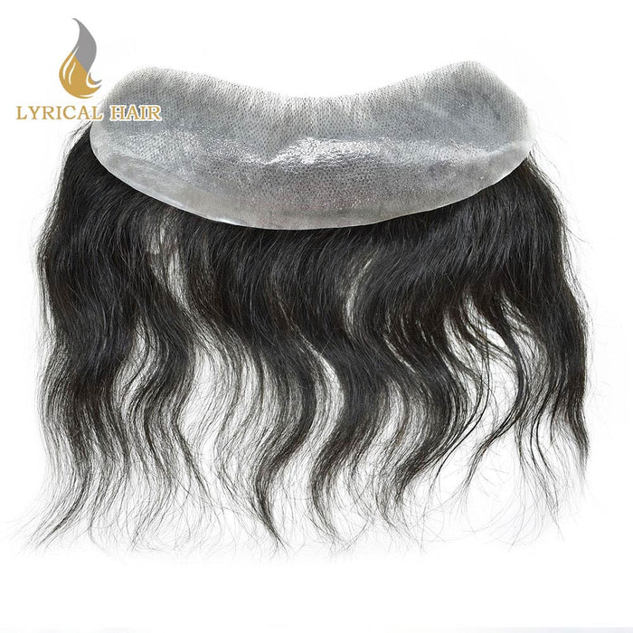 LYRICAL HAIR Men Frontal Hair System US STOCK V-Looped PU Toupee for Men Natural Hairline Mens Toupee