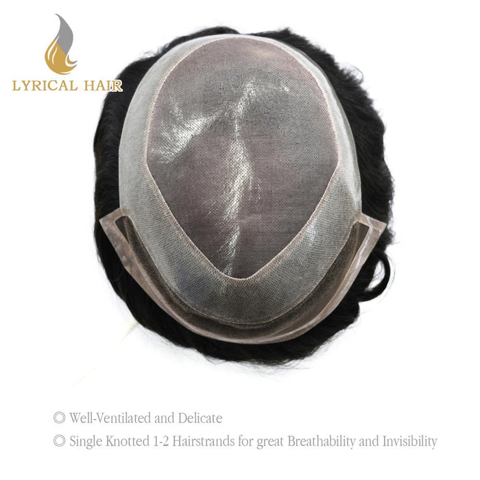 LYRICAL HAIR US Stock Mens Toupee Hair Pieces Durable Silk Fine Monofilament Hair Systems For Men