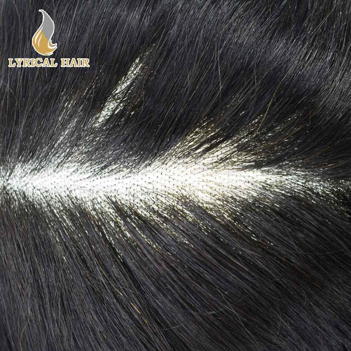 LYRICAL HAIR US Stock Full French Lace Toupee for Men Hair System Bleached Knots Natural Hairline Mens Hair Piece