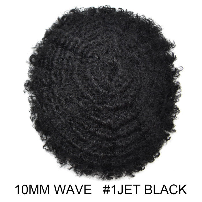 Kinky Curly Afro Mens Toupee 0.3-0.06mm Thickness PU  Hair Unit For Black Men