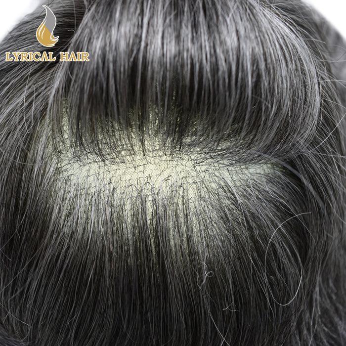 LYRICAL HAIR Full Swiss Super Welded Lace Mens Toupee US STOCK Bleached Knots Men Hair Piece Natural looking Icon Lace Toupee for Men|gray
