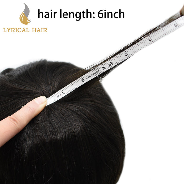Human Hair System For Men Fine Monofilament With PU Hairpieces For Men | Black