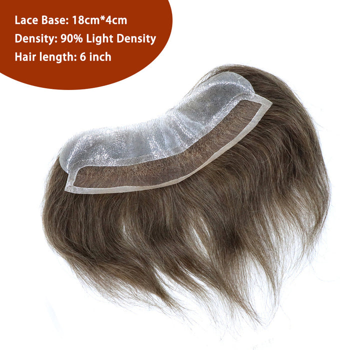 LYRICAL HAIR Mens Frontal Hairpiece Forehead Hairline Toupee French Lace With PU Natural Hairline For Receding Hairline 4X18cm