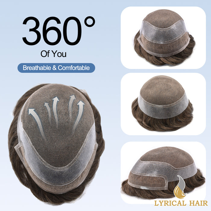 LYRICAL HAIR Mens Toupee Hair Pieces Invisible French Lace Hair Systems For Men