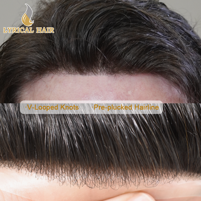 LYRICAL HAIR Human Hair System For Men Fine Monofilament With PU Hairpieces For Men