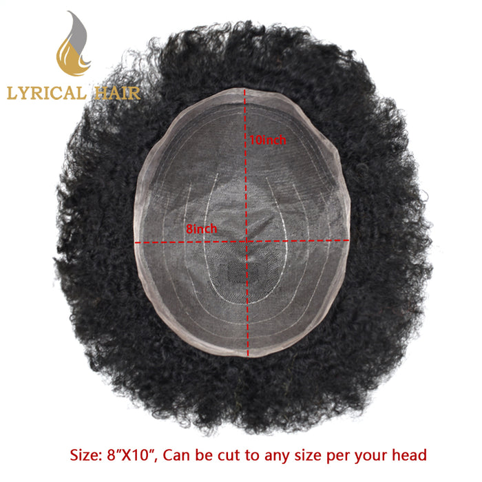 LYRICAL HAIR US STOCK Afro Curly Toupee For Black Men Full Swiss Super Welded Lace Hair Units  for African American Men Hairpieces