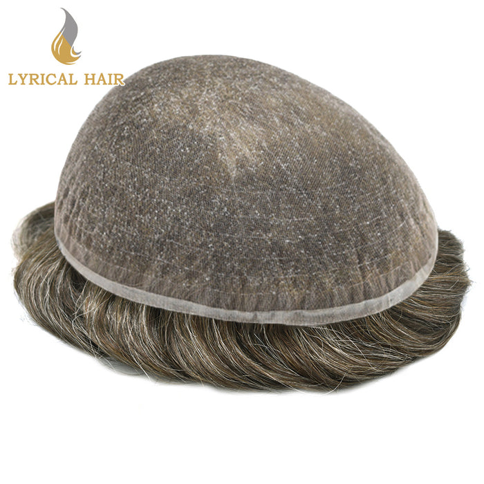 LYRICAL HAIR US STOCK Full French Lace Toupee for Men Hair System Bleached Knots Natural Hairline Mens Hair Piece|gray