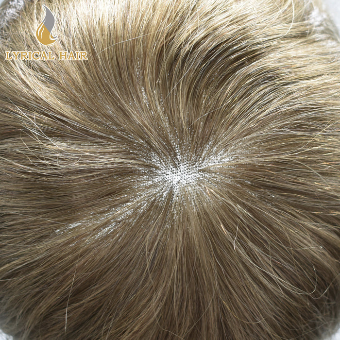 LYRICAL HAIR US STOCK Full French Lace Toupee for Men Hair System Bleached Knots Natural Hairline Mens Hair Piece|Blond