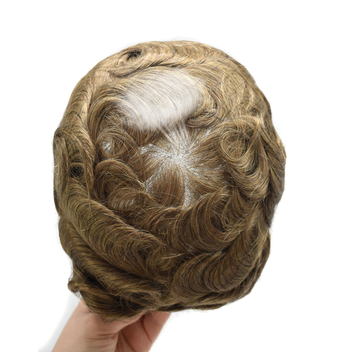 LYRICAL HAIR French Lace Front Mens Toupee Breathable Invisible Knots Human Hairpiece |Blond