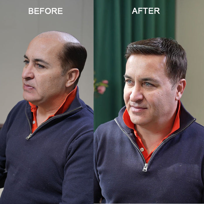 LYRICAL HAIR US STOCK Full French Lace Toupee for Men Hair System Bleached Knots Natural Hairline Mens Hair Piece|Black