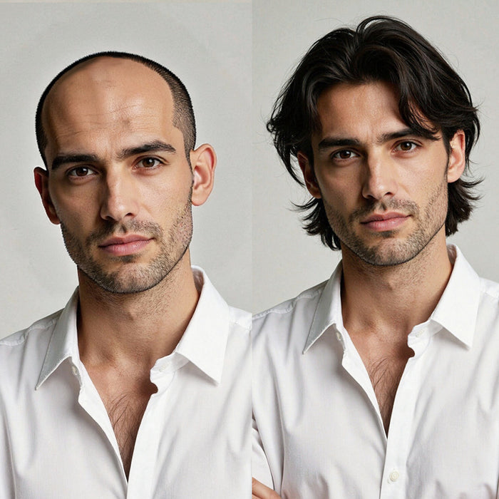 Human Hair System For Men Fine Monofilament With PU Hairpieces For Men | Black