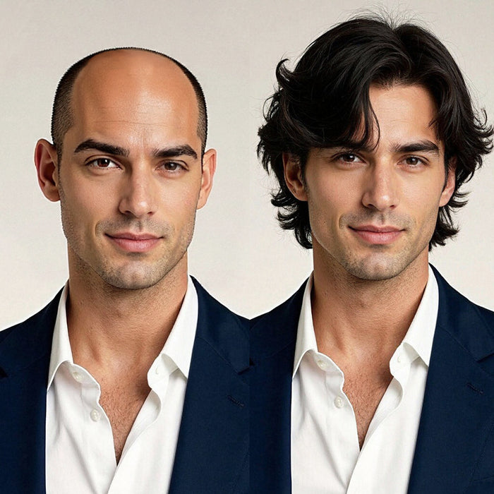 LYRICAL HAIR Fine Mono Poly Skin Mens Hair Pieces French Lace Front Men Toupee Hair Replacement System for Men