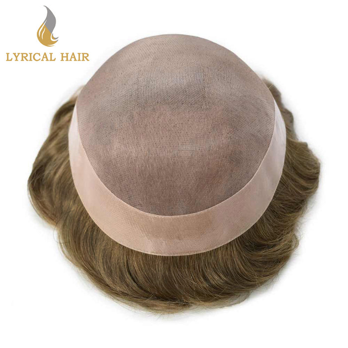 LYRICAL HAIR Hair System for Mens Hair Piece US STOCK Monofilament with PU Coating(NPU) Toupee Folded Lace Front Natural Hairline Mens Toupee|Blond