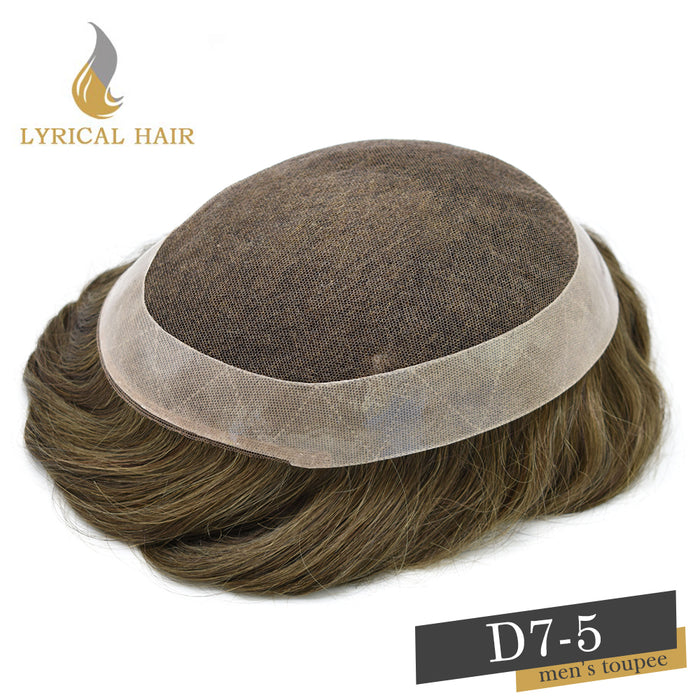 LYRICAL HAIR US Stock French Lace Hair System for Men PU Coated Mens Hairpiece Center Lace Human Toupee for Men|Blond