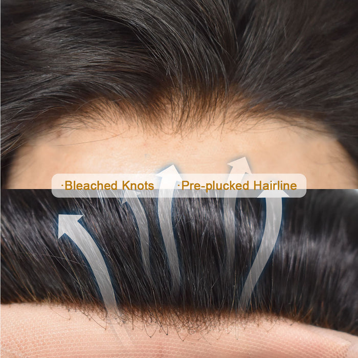 LYRICAL HAIR Fine Mono Poly Skin Mens Hair Pieces French Lace Front Men Toupee Hair Replacement System for Men