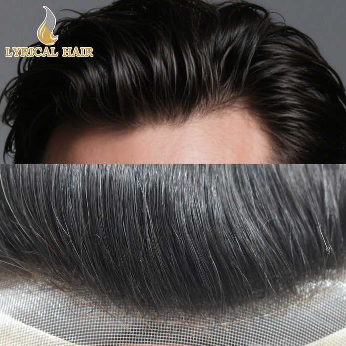 LYRICAL HAIR US Stock Fine Mono Hair System for Men PU Coated Perimeter 1/4ft Welded Mono Lace Front Mens Hairpieces|Fast shipping USA