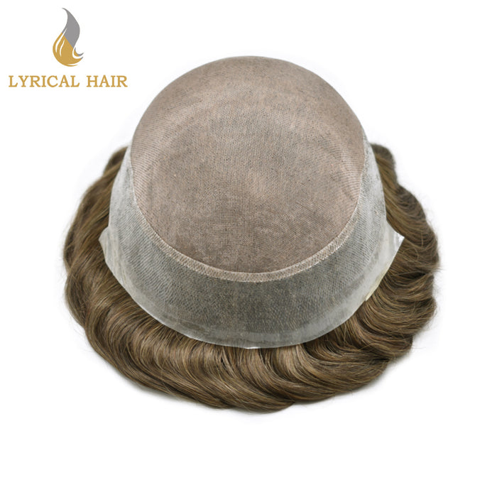 LYRICAL HAIR Human Hair System For Men Fine Monofilament With PU Hairpieces For Men  | Brown