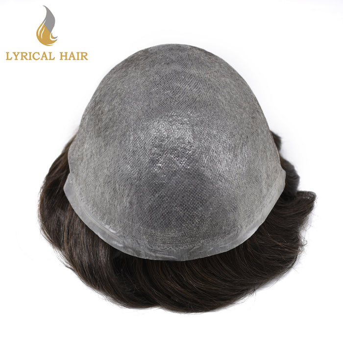 LYRICAL HAIR Mens Toupee 0.04mm Ultra Thin Skin Hair System for Men V-Looped Knots Natural Hairline Mens Hairpieces