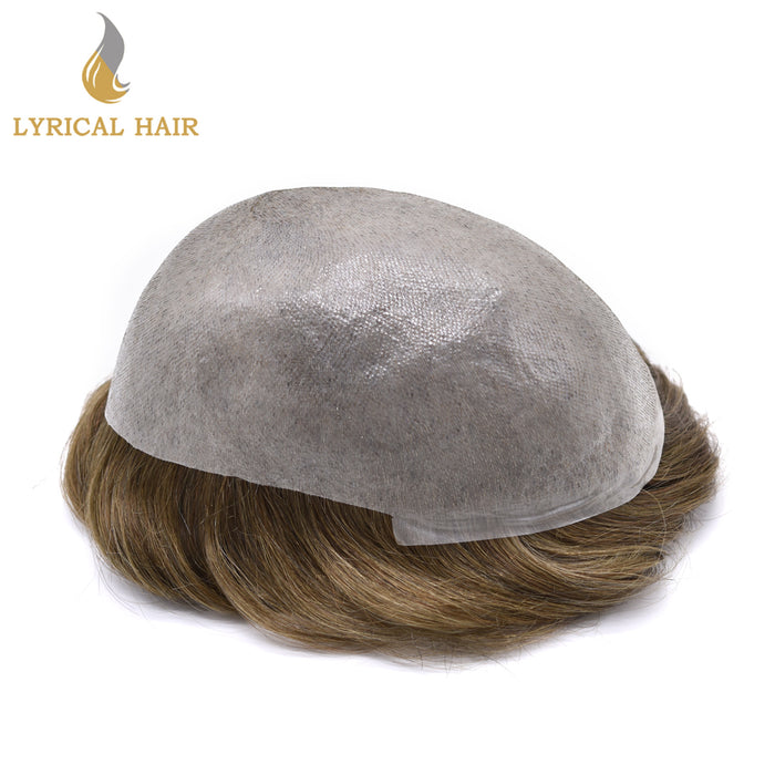 LYRICAL HAIR Pro-Grade 0.06mm Ultra Thin Skin Hair System for Men V-Looped Knots Mens Hairpieces Toupee for Men |Blond