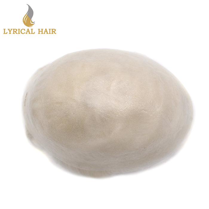 LYRICAL HAIR Pro-Grade 0.06mm Ultra Thin Skin Hair System for Men V-Looped Knots Mens Hairpieces Toupee for Men |White