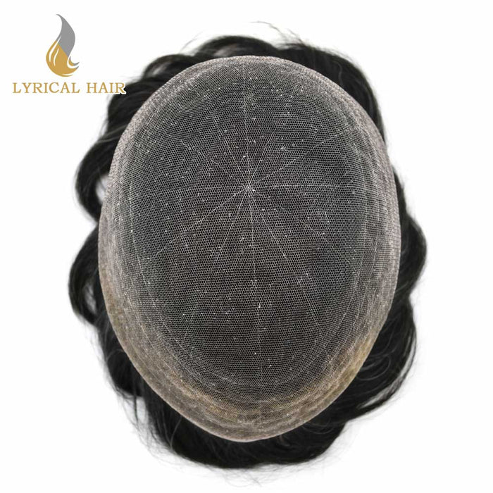 Lyricalhair US Stock Full French Lace Toupee for Men Hair System Bleached Knots Natural Hairline Mens Hair Piece