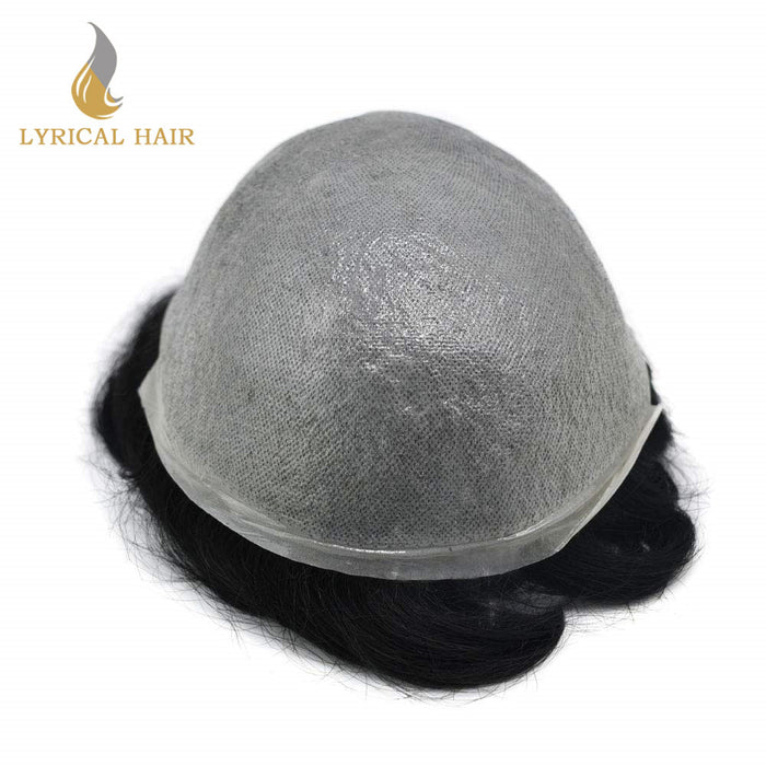 Lyricalhair US Stock 0.06mm Ultra Thin Skin Hair System for Men V-Looped Knots Mens Hairpieces Toupee for Men