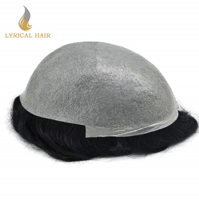 Lyricalhair US Stock 0.06mm Ultra Thin Skin Hair System for Men V-Looped Knots Mens Hairpieces Toupee for Men