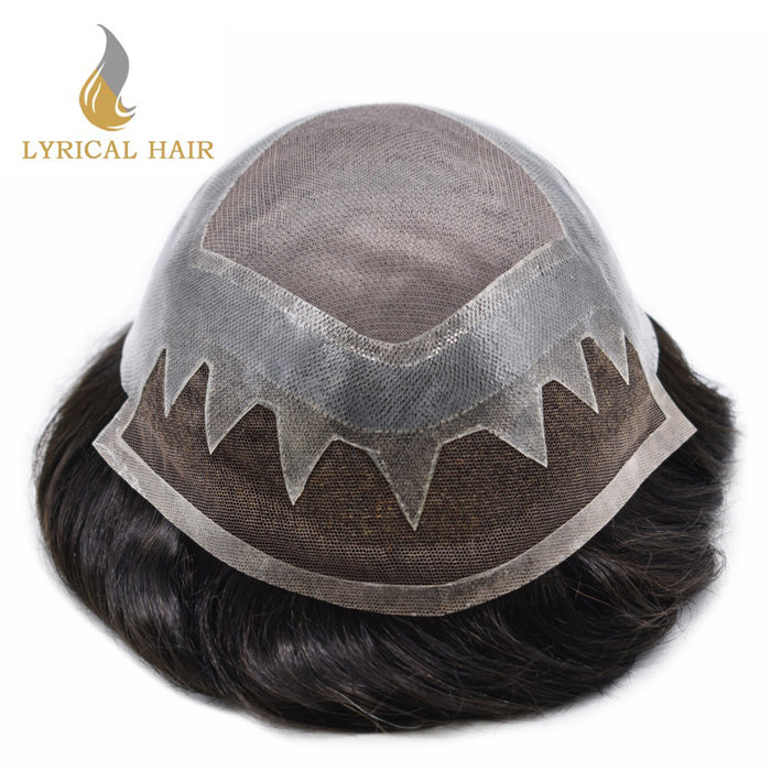 LYRICAL HAIR US STOCK Fine Mono  Men Toupee French Lace Front Hair Pieces for Men Poly Skin Men Hair System