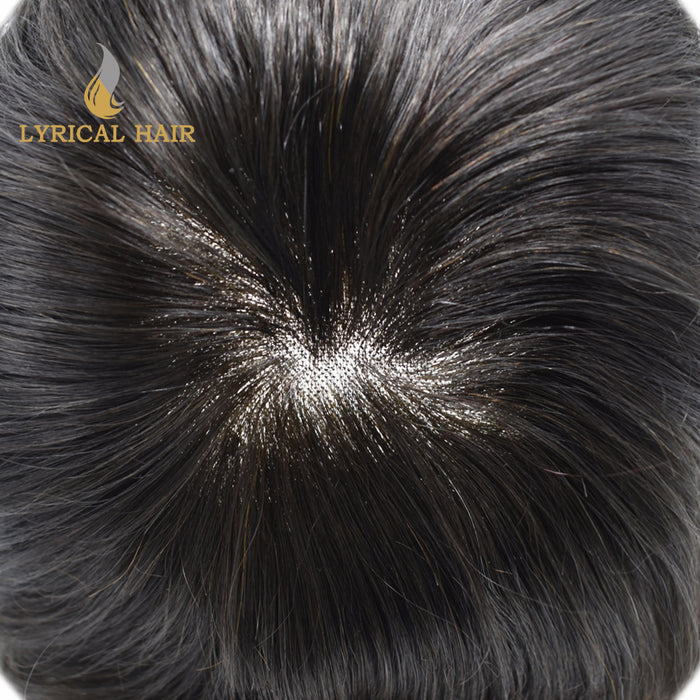 LYRICAL HAIR US STOCK Fine Mono  Men Toupee French Lace Front Hair Pieces for Men Poly Skin Men Hair System