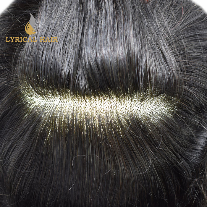 LYRICAL HAIR US STOCK Fine Mono  Men Toupee French Lace Front Hair Pieces for Men Poly Skin Men Hair System