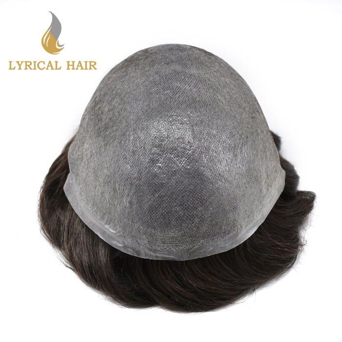 LYRICAL HAIR Pro-Grade 0.06mm Ultra Thin Skin Hair System for Men V-Looped Knots Mens Hairpieces Toupee for Men