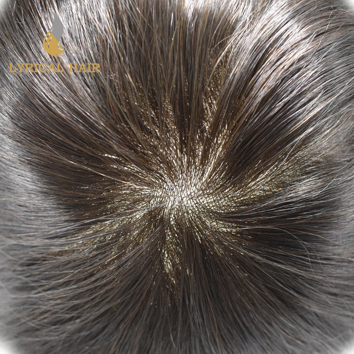 LYRICAL HAIR Pro-Grade 0.06mm Ultra Thin Skin Hair System for Men V-Looped Knots Mens Hairpieces Toupee for Men